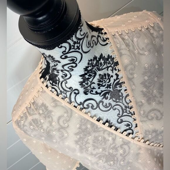 L’AGENCE Drape Top Sz XS Womens Sheer Swiss Dot Faux Wrap Surplice 40273FPD - Picture 3 of 8